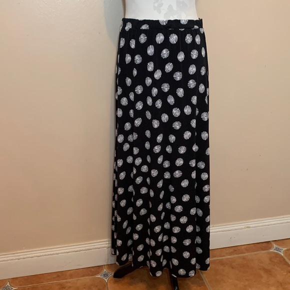 Chico's Dresses & Skirts - Chico’s Black With White Polka Dot Long Polyester Maxi Skirt